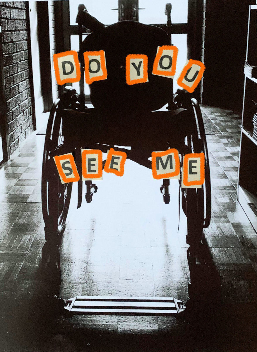 ‘Do You See Me? (A4 photo with collaged and digital elements). Alfie Fox.